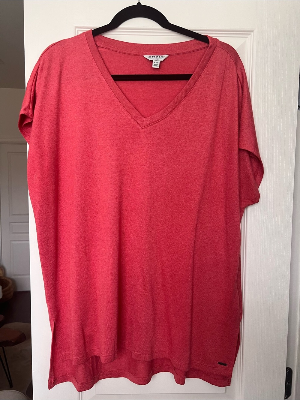 Orvis Coral V-Neck Short Sleeve Tee